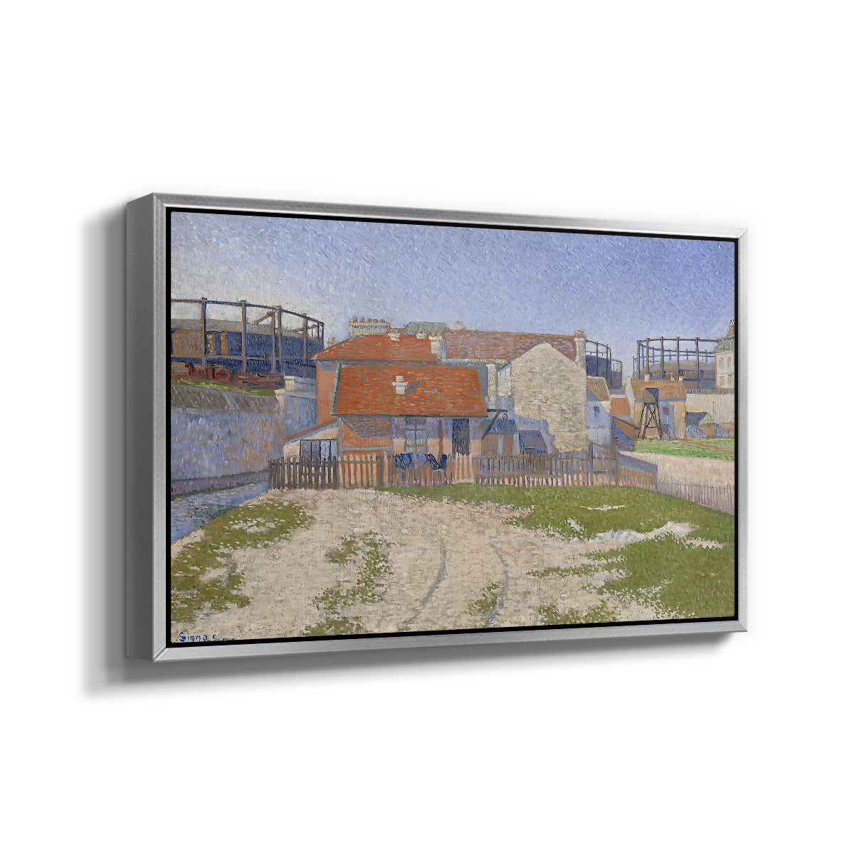 Gasometers at Clichy, 1886 - Floater Framed Canvas Print