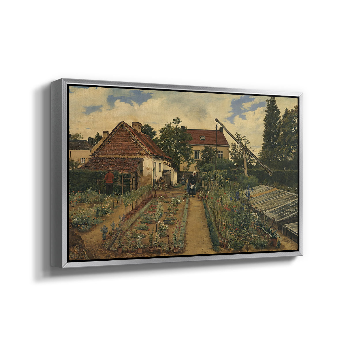 Garden of a Florist (The Flower Garden), 1864 - Floater Framed Canvas Print