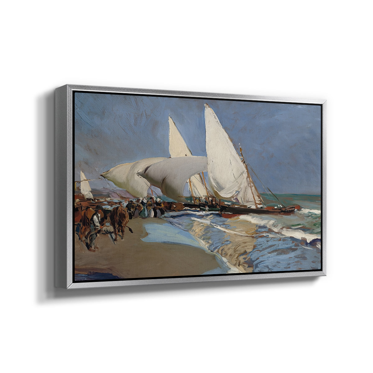 The Beach at Valencia, 1908 - Floater Framed Canvas Print