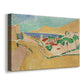 Canvas art print featuring a Fauvist landscape with bold color blocks and seaside view, displayed at an angle