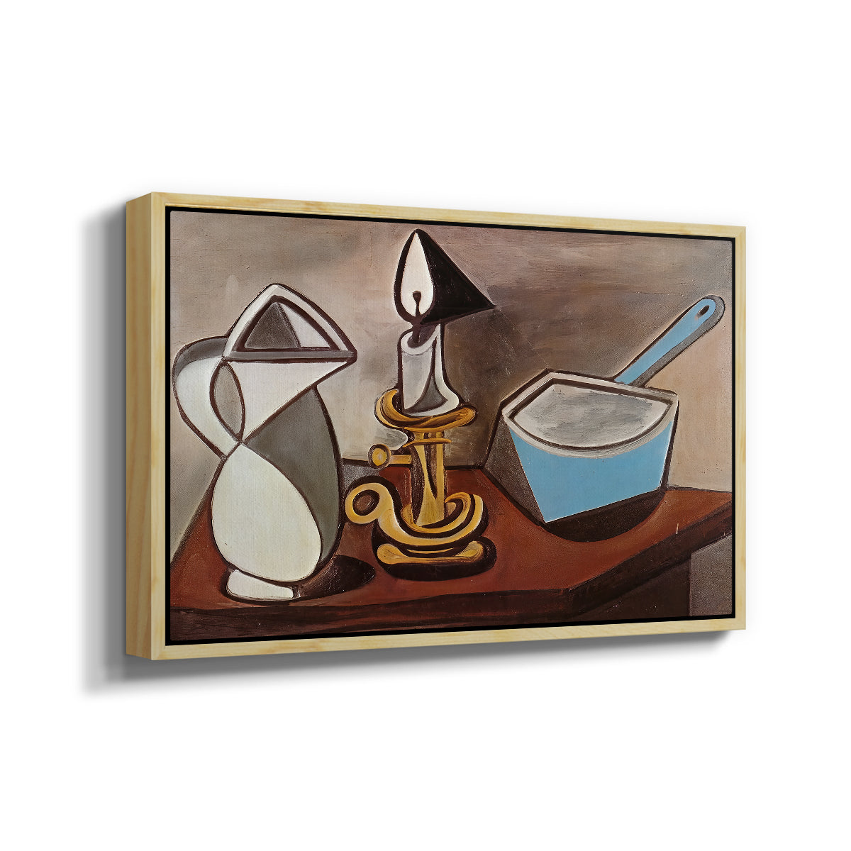 Jug, Candle, and Enamel Pan, 1950 - Floater Framed Canvas Print