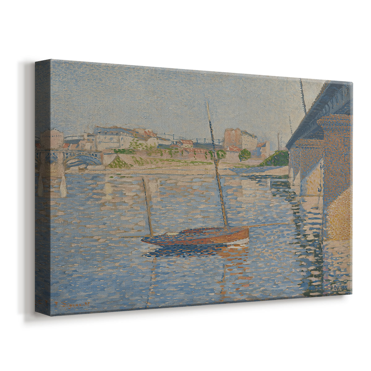 Canvas art print featuring a nautical scene with vessels, displayed at an angle