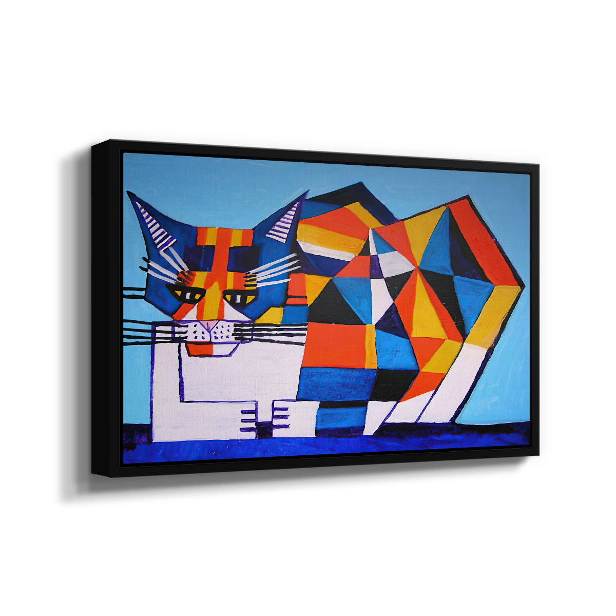 Cassie Thinking about Cubism - Floater Framed Canvas Print