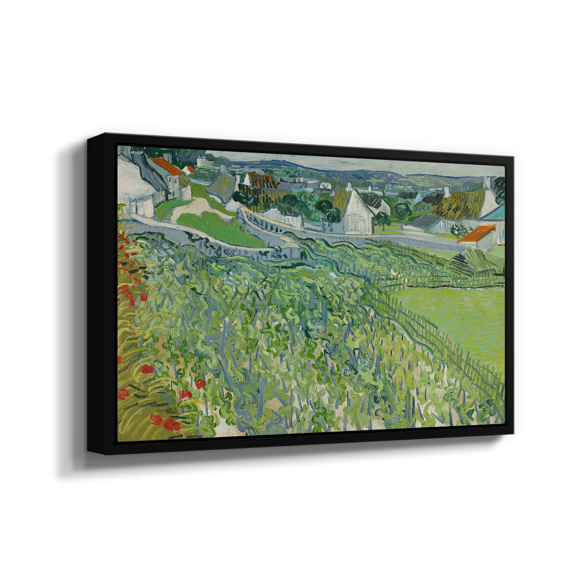 Vineyards at Auvers, 1890 - Floater Framed Canvas Print