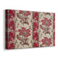 Canvas art print featuring an ornamental textile design with flowers arranged in structured clusters, displayed at an angle