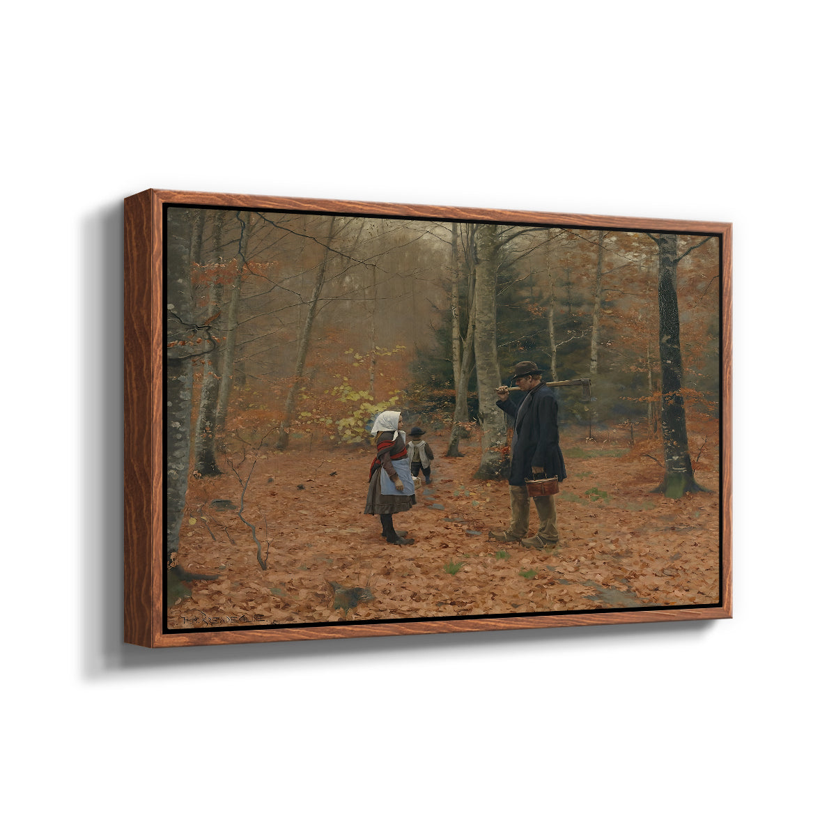 The Woodman and his Children, 1886 - Floater Framed Canvas Print