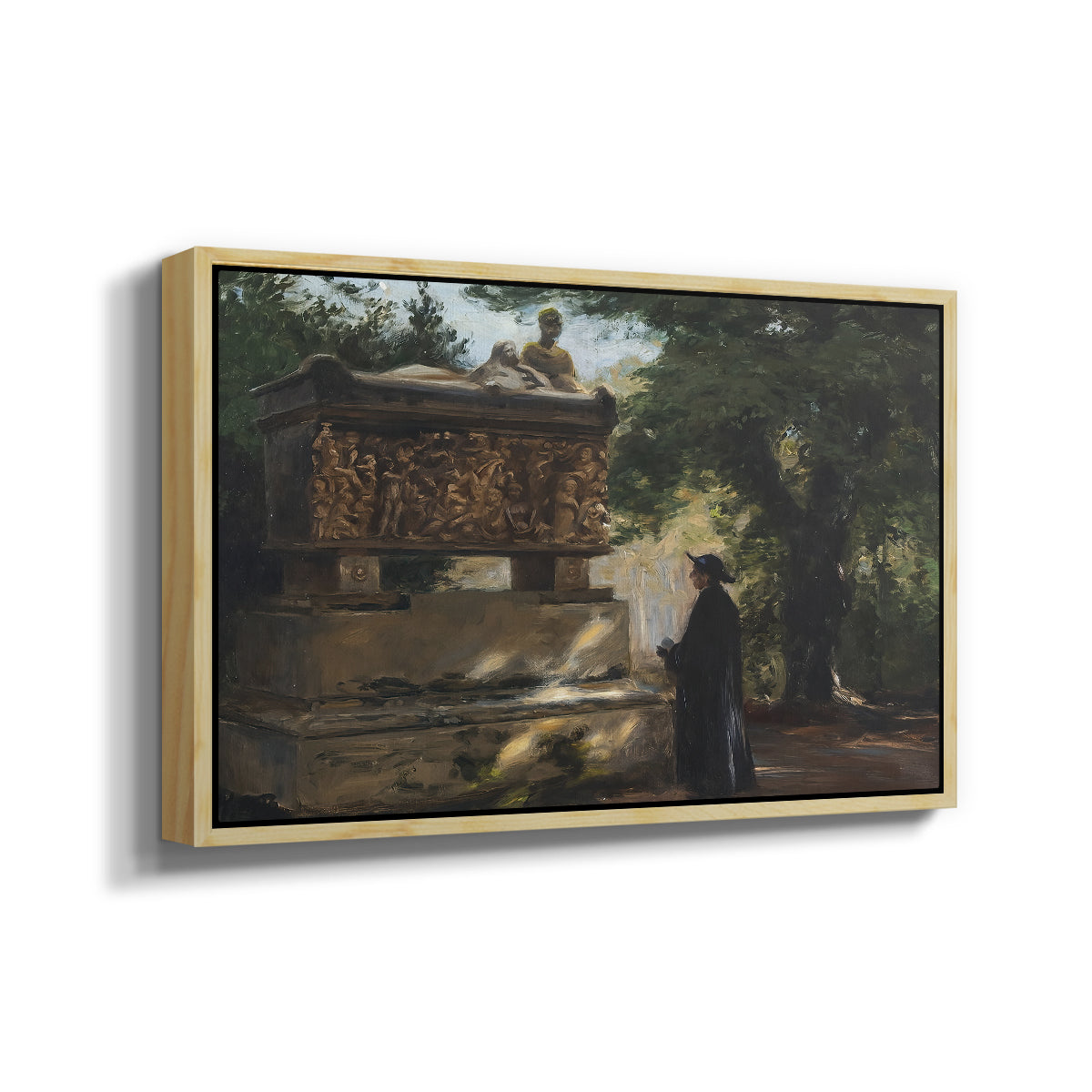 A Catholic Priest in Front of a Sarcophagus, c. 1857 - Floater Framed Canvas Print
