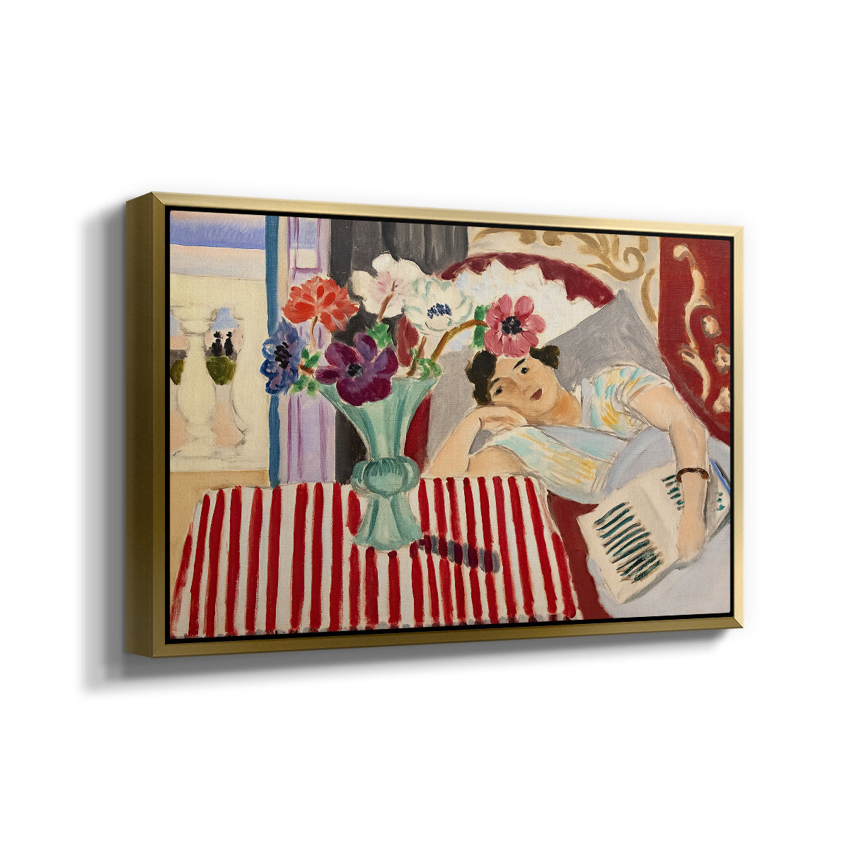 Woman with Anemones (Femme et anémones), c. 1920-1921 - Floater Framed Canvas Print