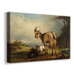 Canvas art print featuring a pastoral animal family scene, displayed at an angle
