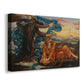 Canvas art print featuring an allegorical scene with woman resting amid flowing drapery and landscape, displayed at an angle