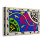 Canvas art print featuring a modernist collage combining animal and performer forms, displayed at an angle