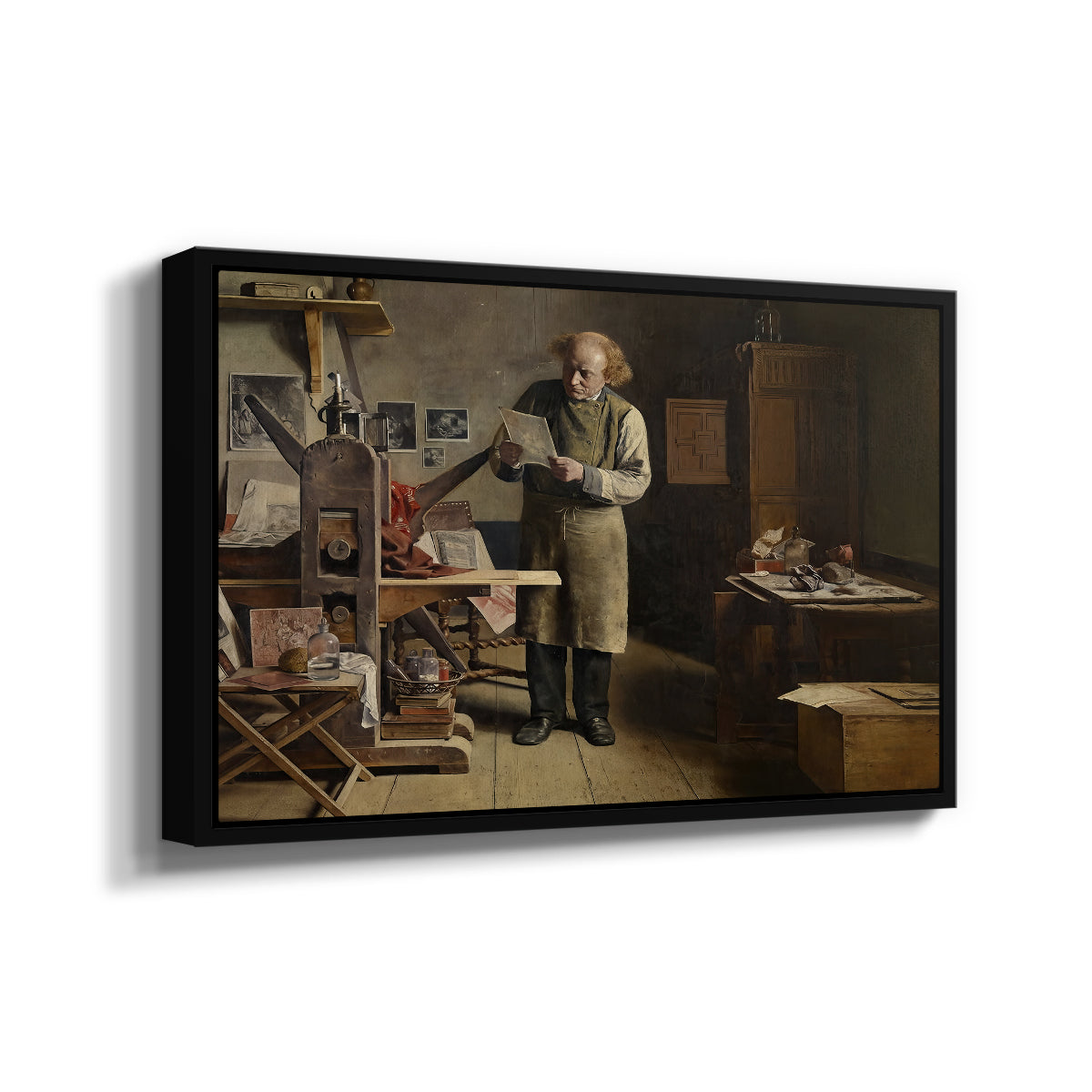 The Plate Printer, 1875 - Floater Framed Canvas Print