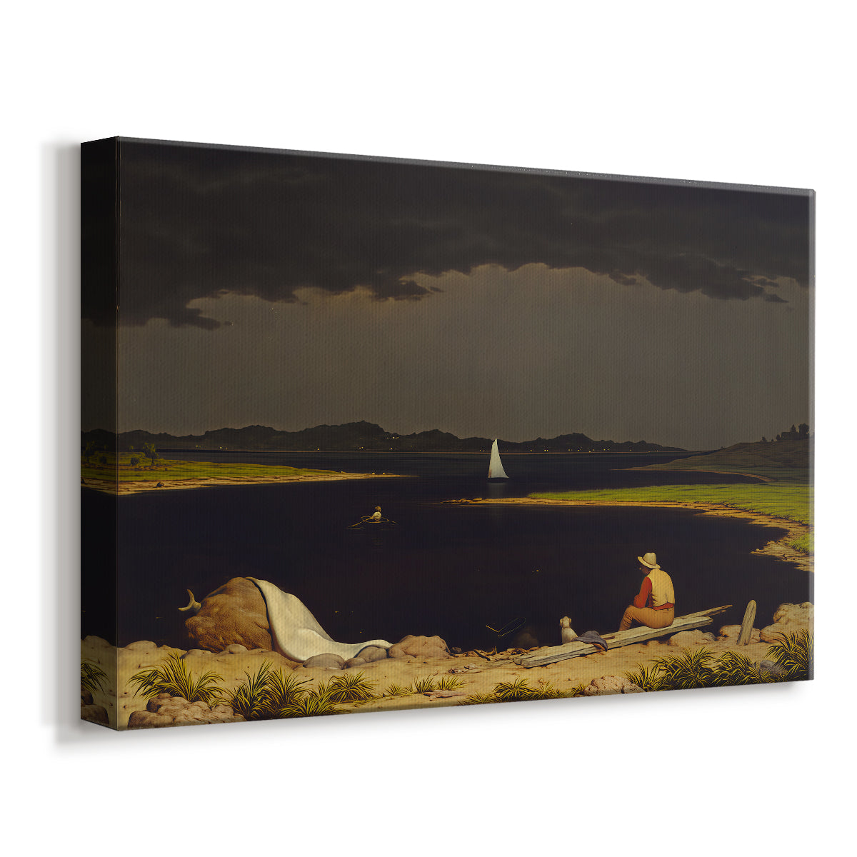 Canvas art print featuring a dramatic sky scene with incoming storm, displayed at an angle