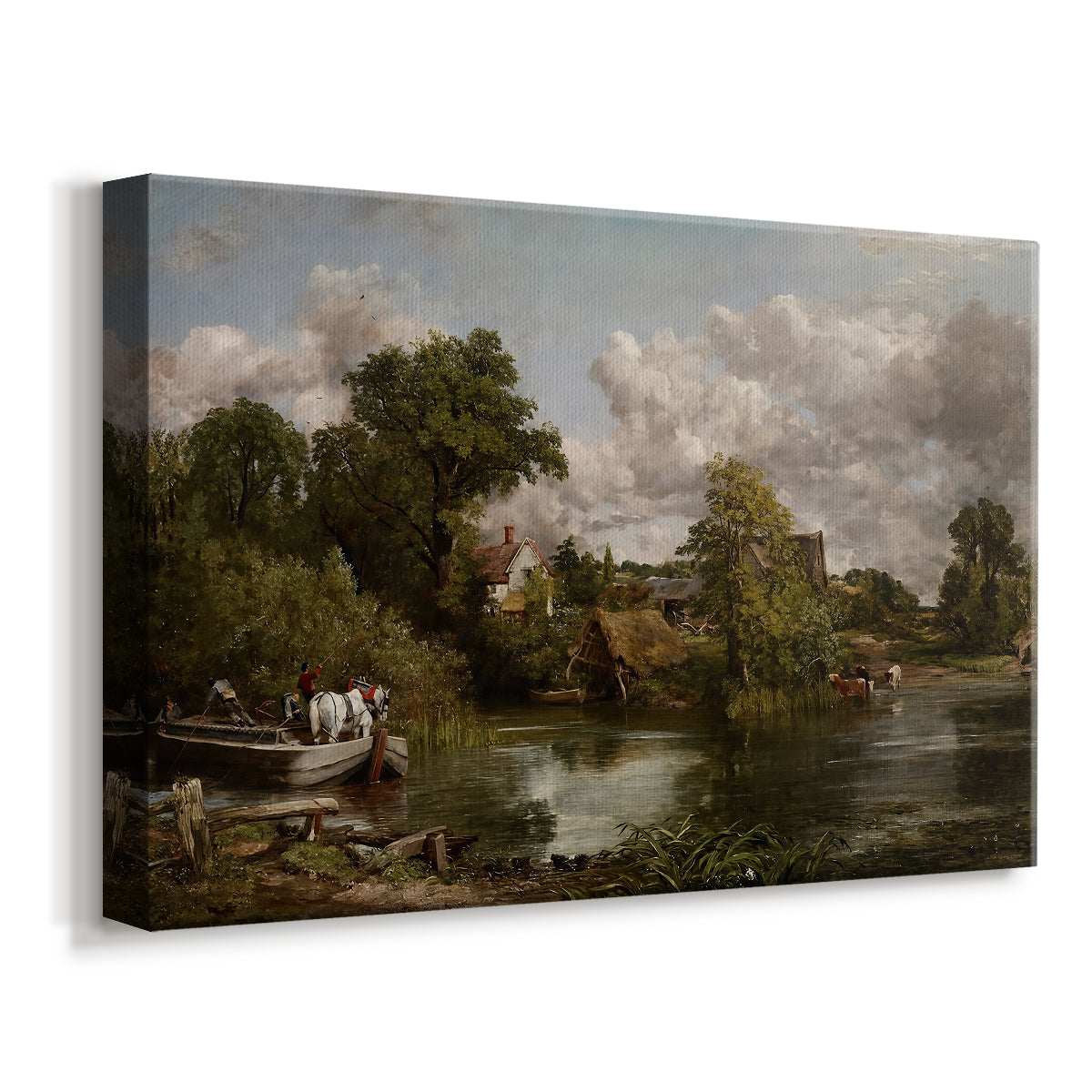 Canvas art print featuring a pastoral scene with horse and countryside, displayed at an angle