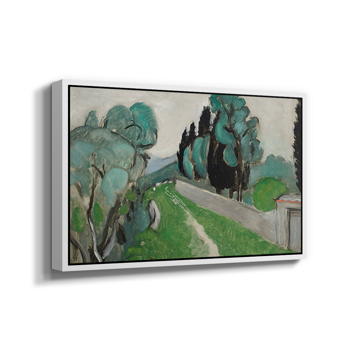 Landscape with Cypresses and Olive Trees near Nice, c. 1918 - Floater Framed Canvas Print