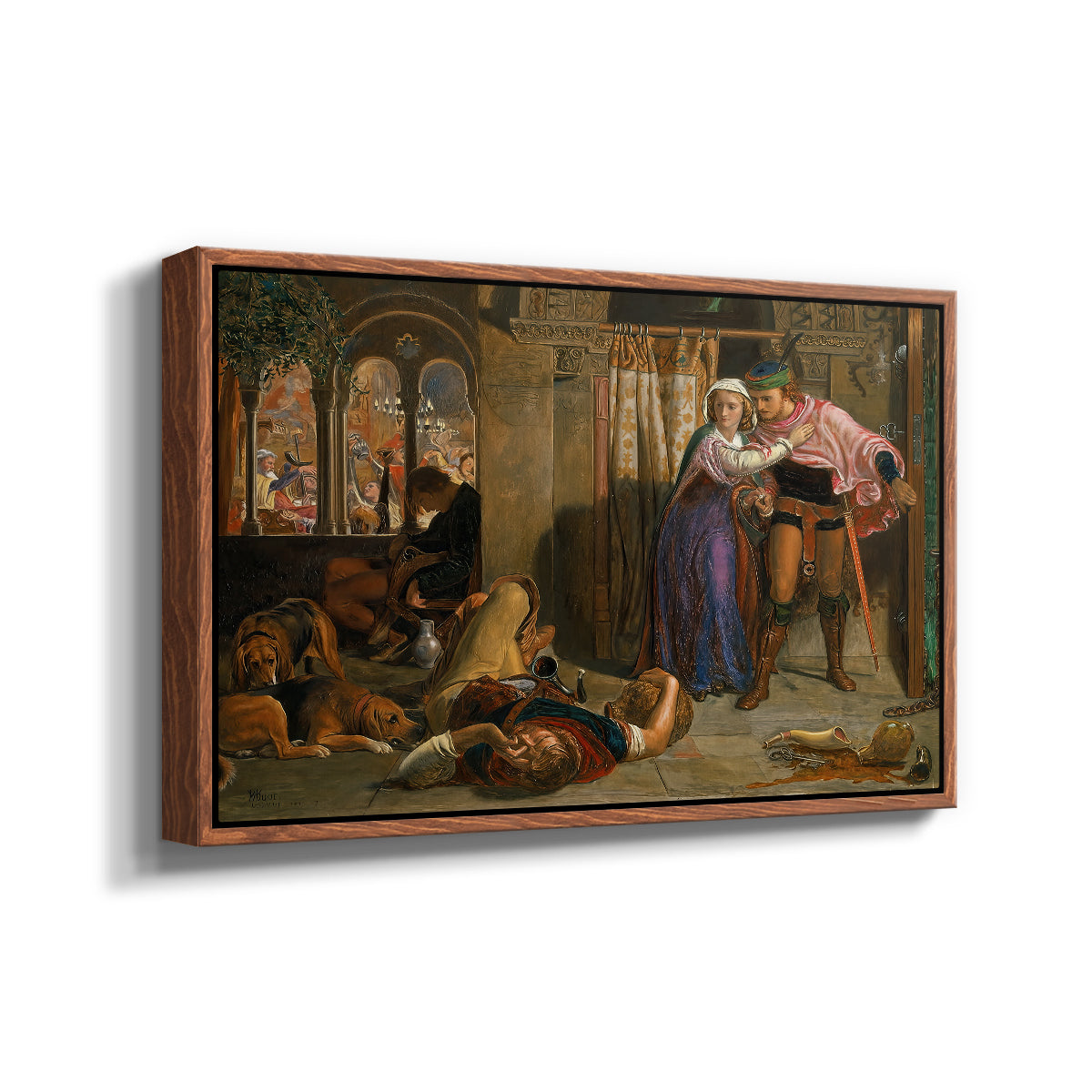 The Flight of Madeline and Porphyro, 1848 - Floater Framed Canvas Print