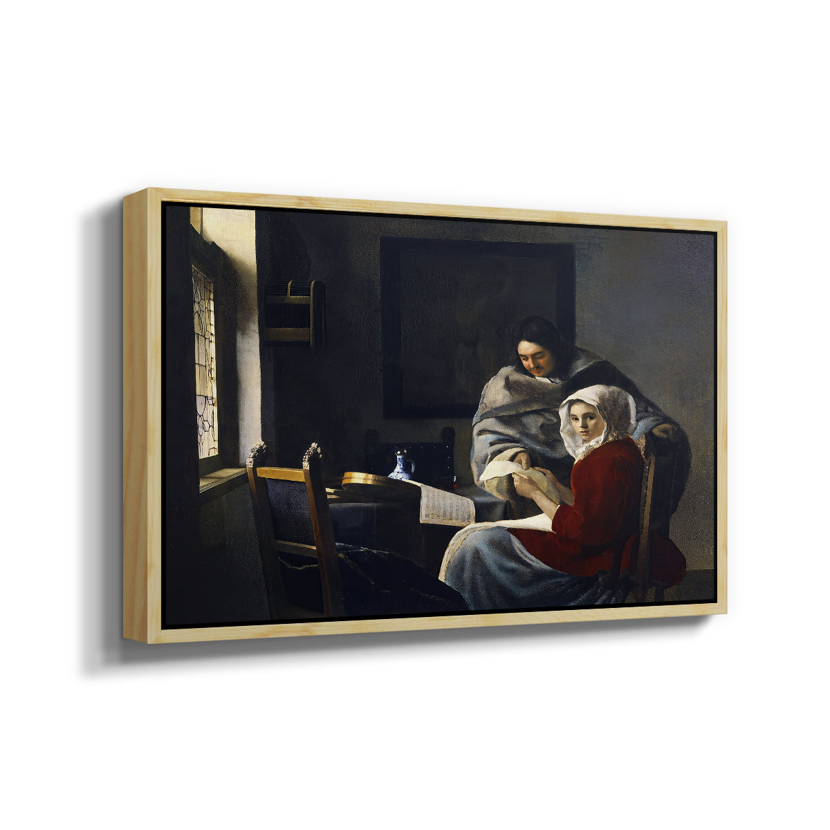 Girl Interrupted at Her Music, c. 1658-1659 - Floater Framed Canvas Print