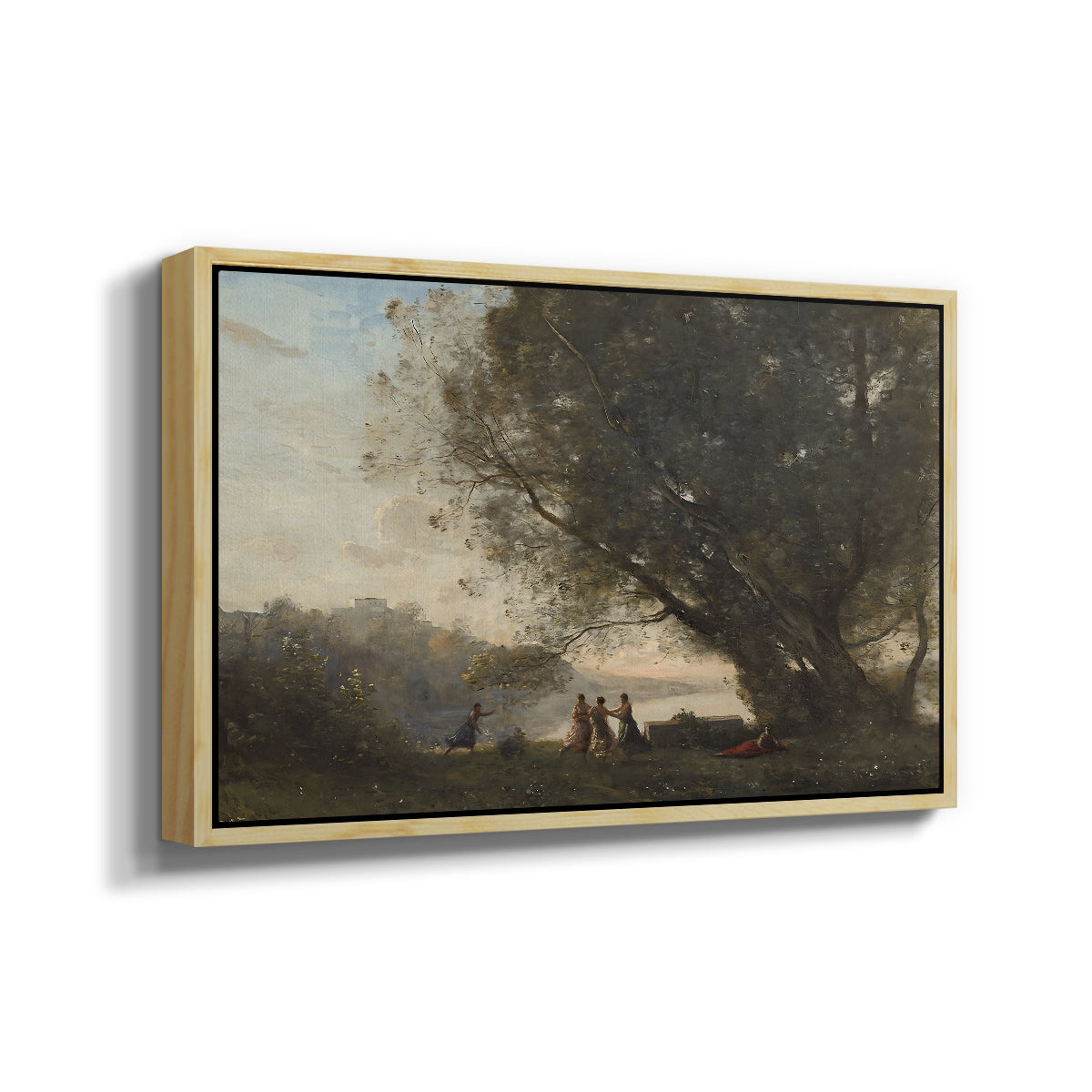 Dance Under the Trees at the Edge of the Lake, c. 1865-1870 - Floater Framed Canvas Print