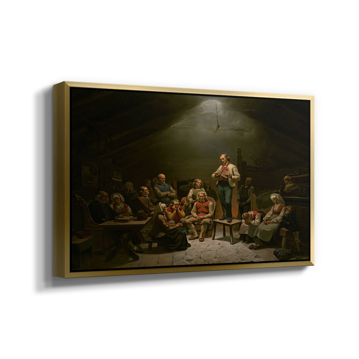 Low Church Devotion (Haugianerne), 1848 - Floater Framed Canvas Print
