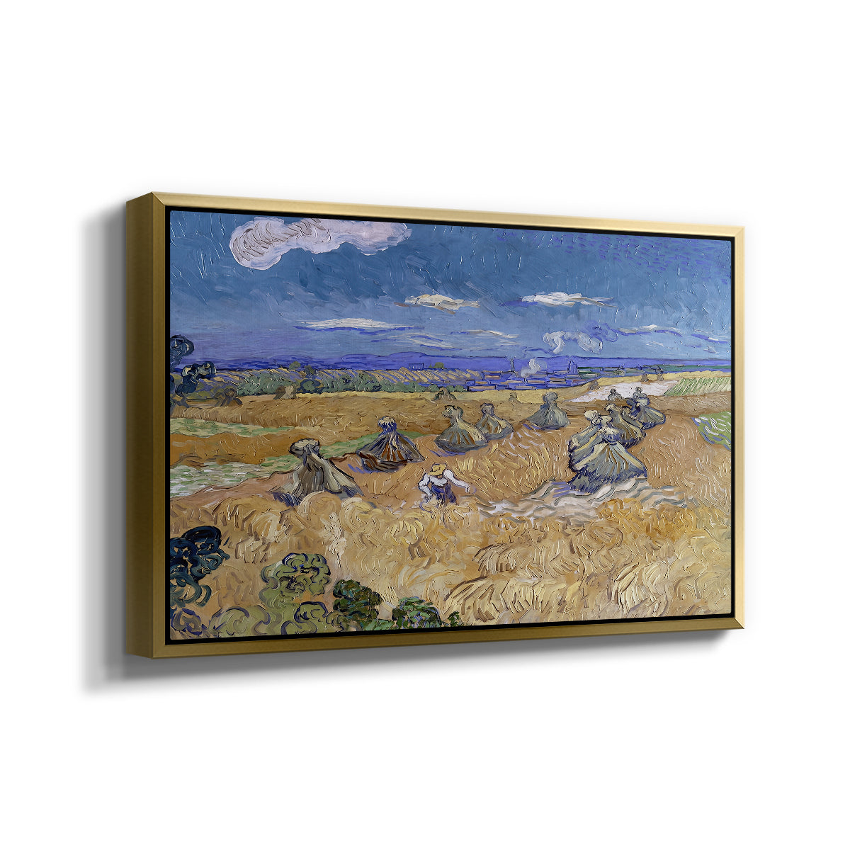 Wheat Field with Reaper, Auvers, 1888 - Floater Framed Canvas Print