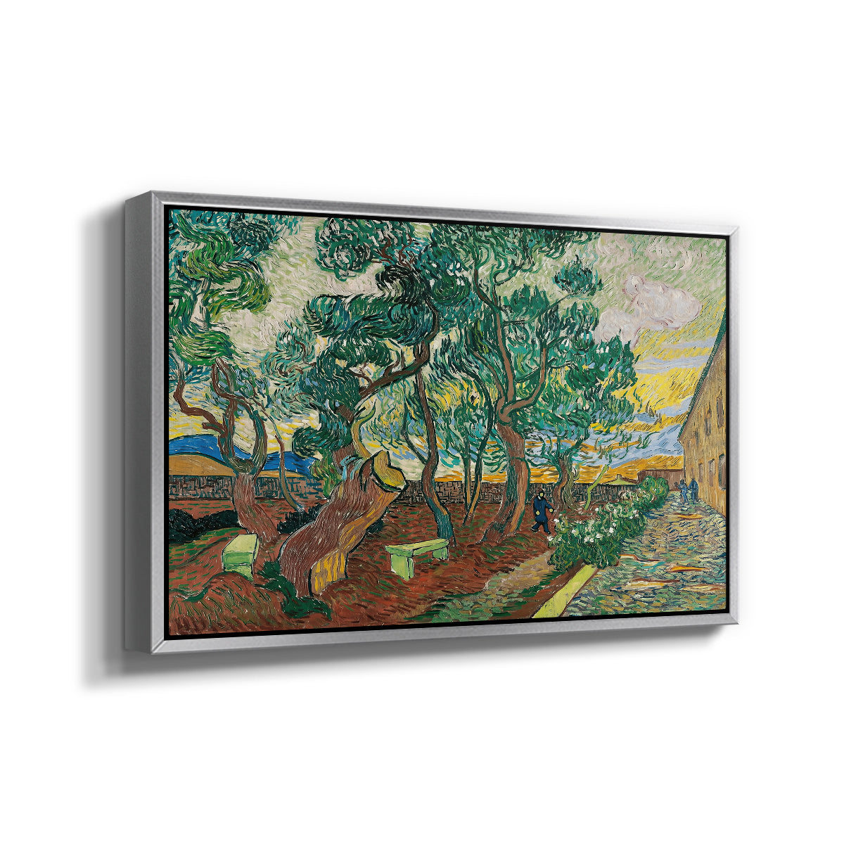 The Garden of Saint-Paul Hospital, 1889 - Floater Framed Canvas Print