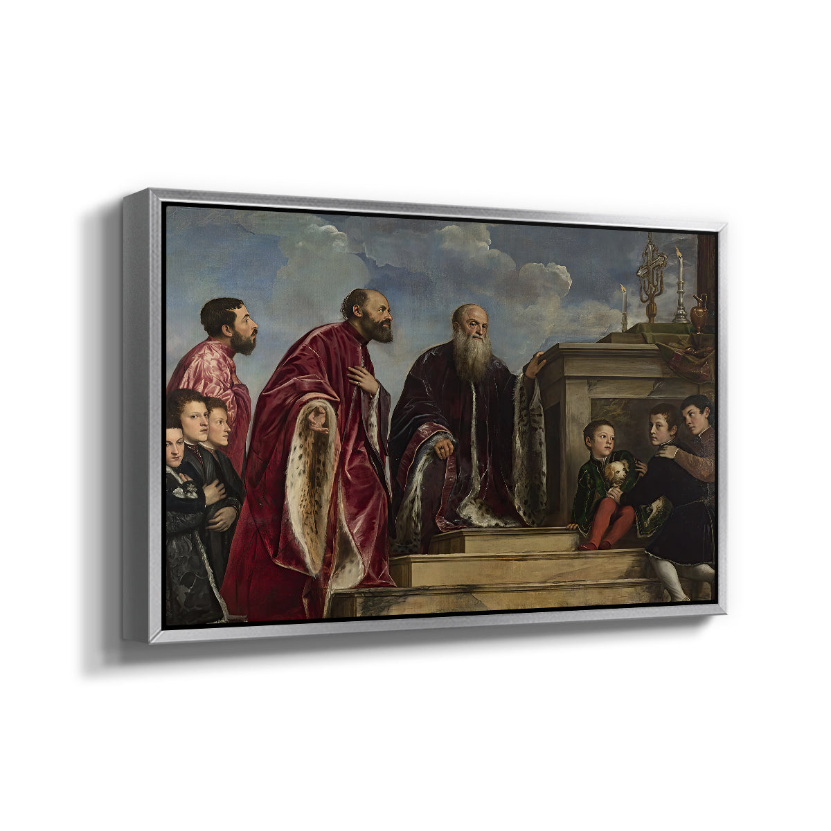 The Vendramin Family Venerating a Relic of the True Cross, c. 1540-1545 - Floater Framed Canvas Print