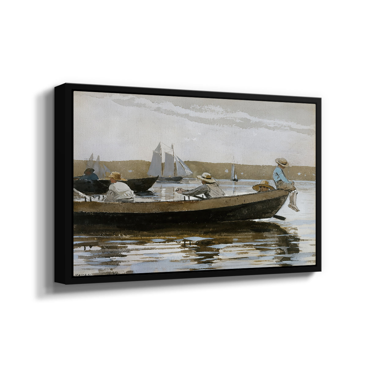 Boys in a Dory, 1873 - Floater Framed Canvas Print