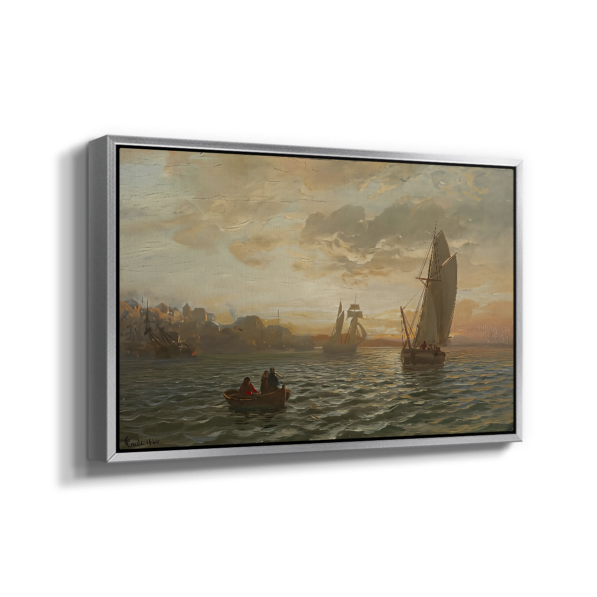 View from the Oslofjord, 1866 - Floater Framed Canvas Print
