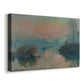 Canvas art print featuring a winter scene with warm light reflecting on water at dusk, displayed at an angle