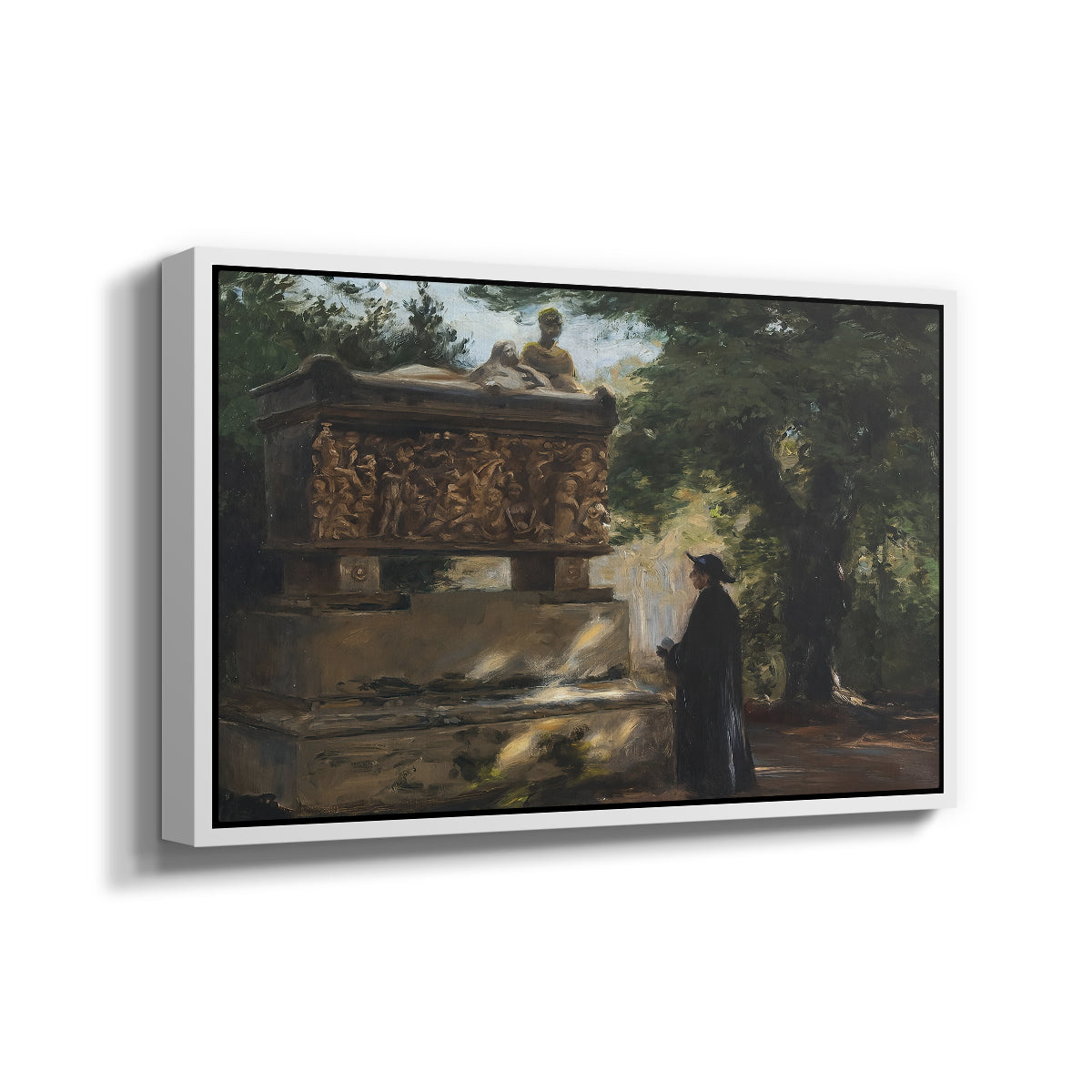 A Catholic Priest in Front of a Sarcophagus, c. 1857 - Floater Framed Canvas Print