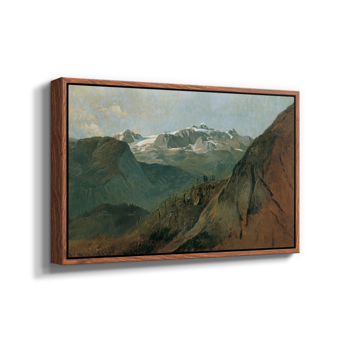The Dachstein from the Plassen near Hallstatt, 1827 - Floater Framed Canvas Print