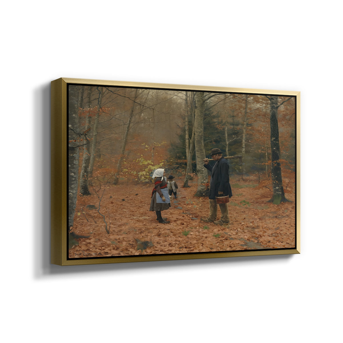 The Woodman and his Children, 1886 - Floater Framed Canvas Print