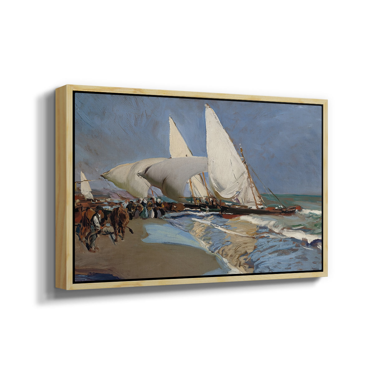 The Beach at Valencia, 1908 - Floater Framed Canvas Print