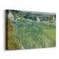 Canvas art print featuring an expressive agricultural scene with patterned fields, displayed at an angle