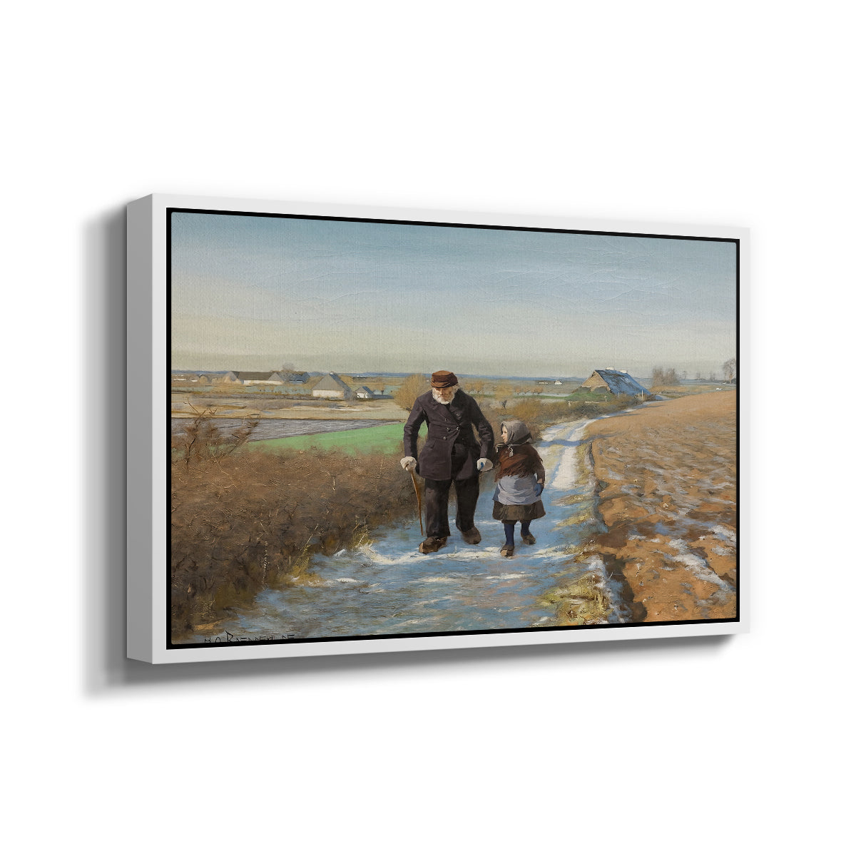 The Old Man and the Child, 1888 - Floater Framed Canvas Print