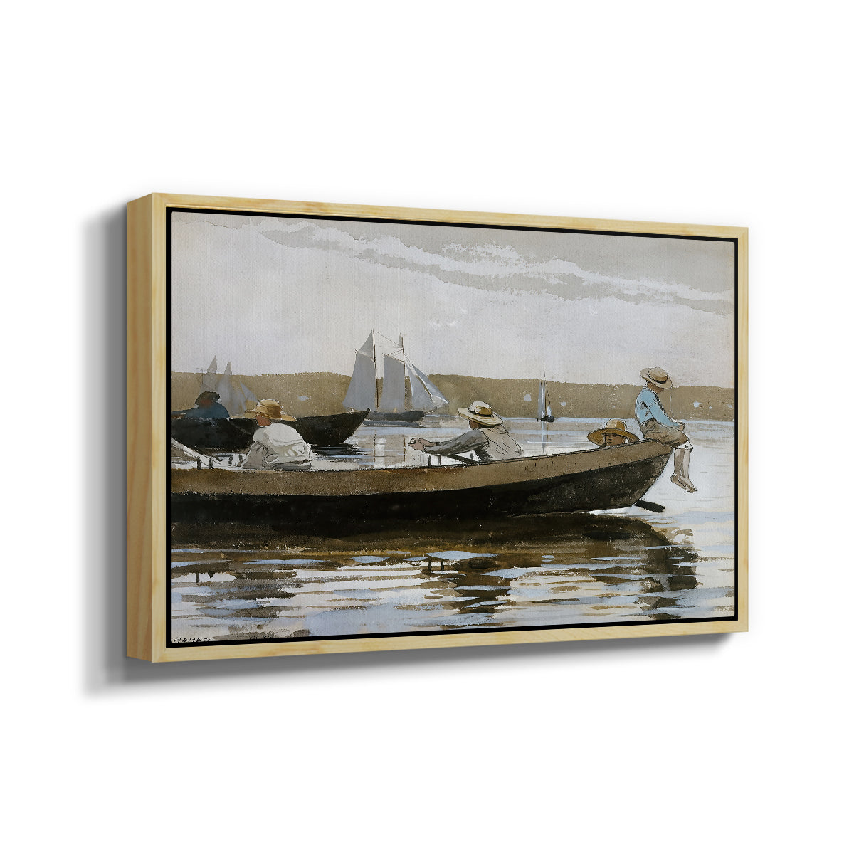 Boys in a Dory, 1873 - Floater Framed Canvas Print