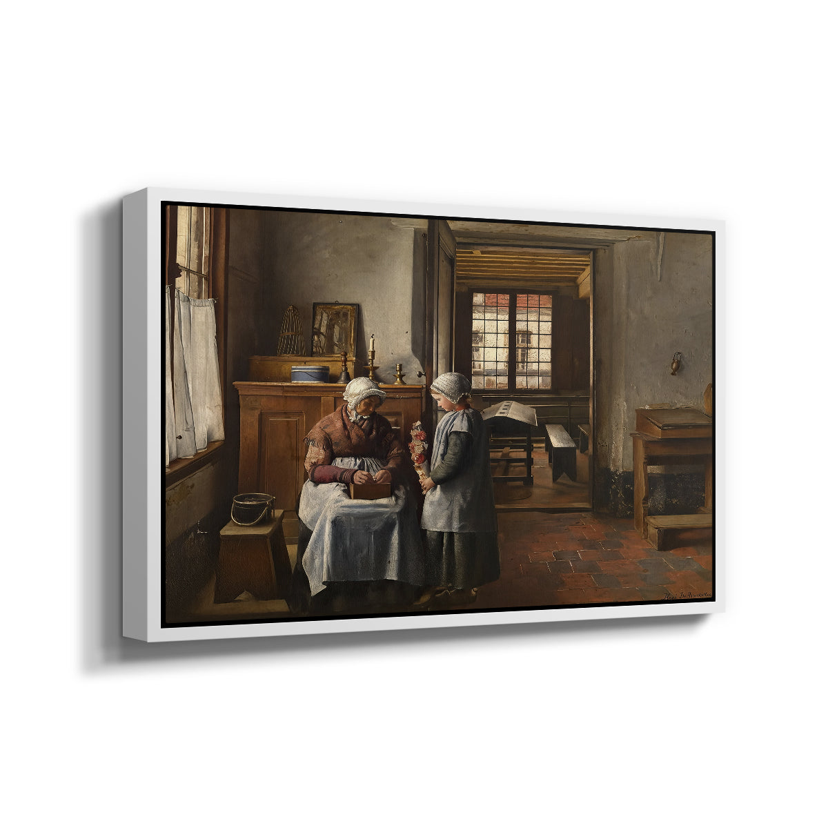 Grandmother's Feast, 1873 - Floater Framed Canvas Print