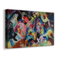 Canvas art print featuring an expressive scene with layered shapes creating sense of flood-like energy, displayed at an angle