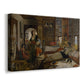 Canvas art print featuring a detailed cultural interior with ornate decor and textiles, displayed at an angle