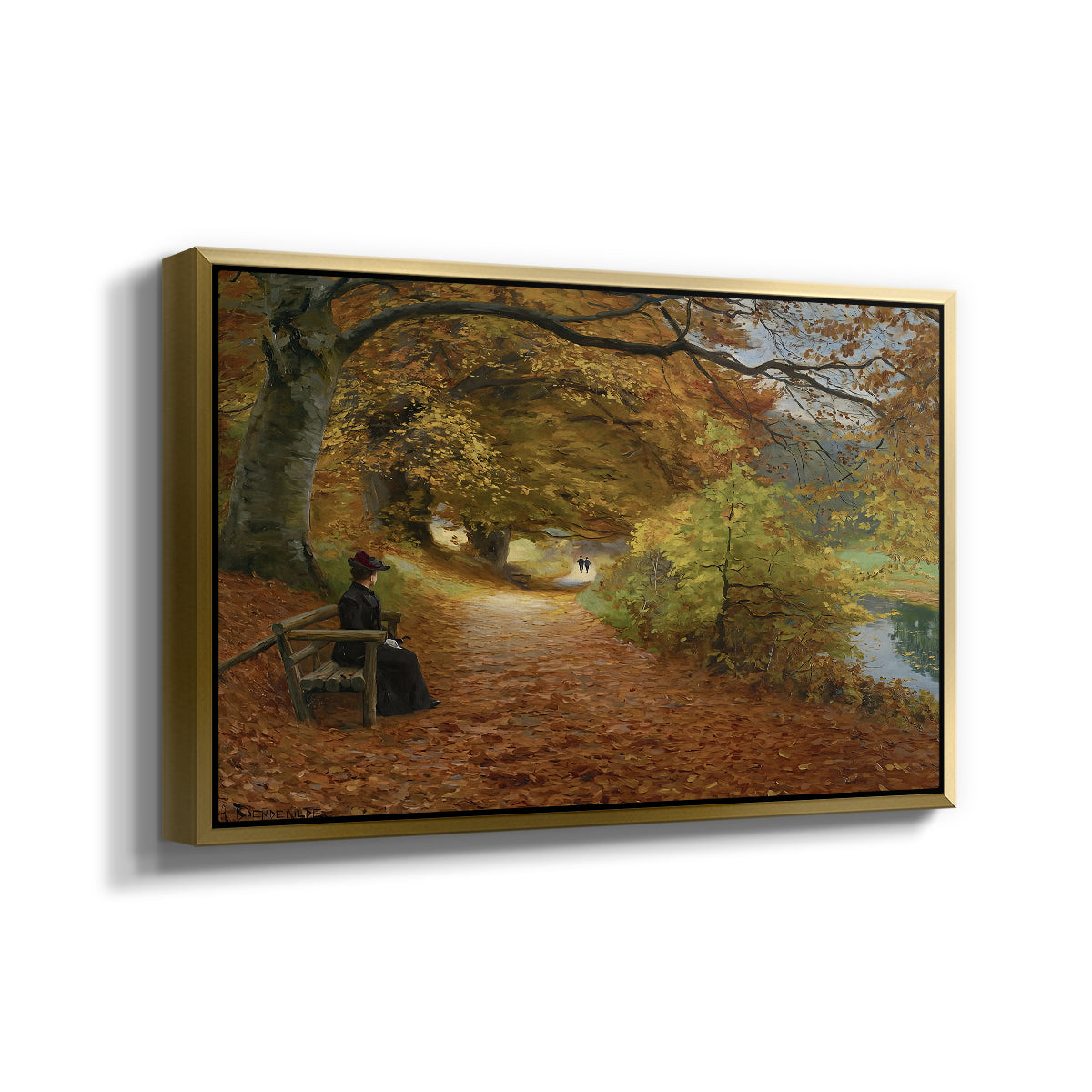 A Wooded Path in Autumn, 1902 - Floater Framed Canvas Print