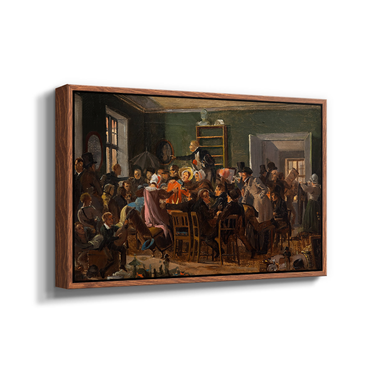 An Auction Scene, 1835 - Floater Framed Canvas Print