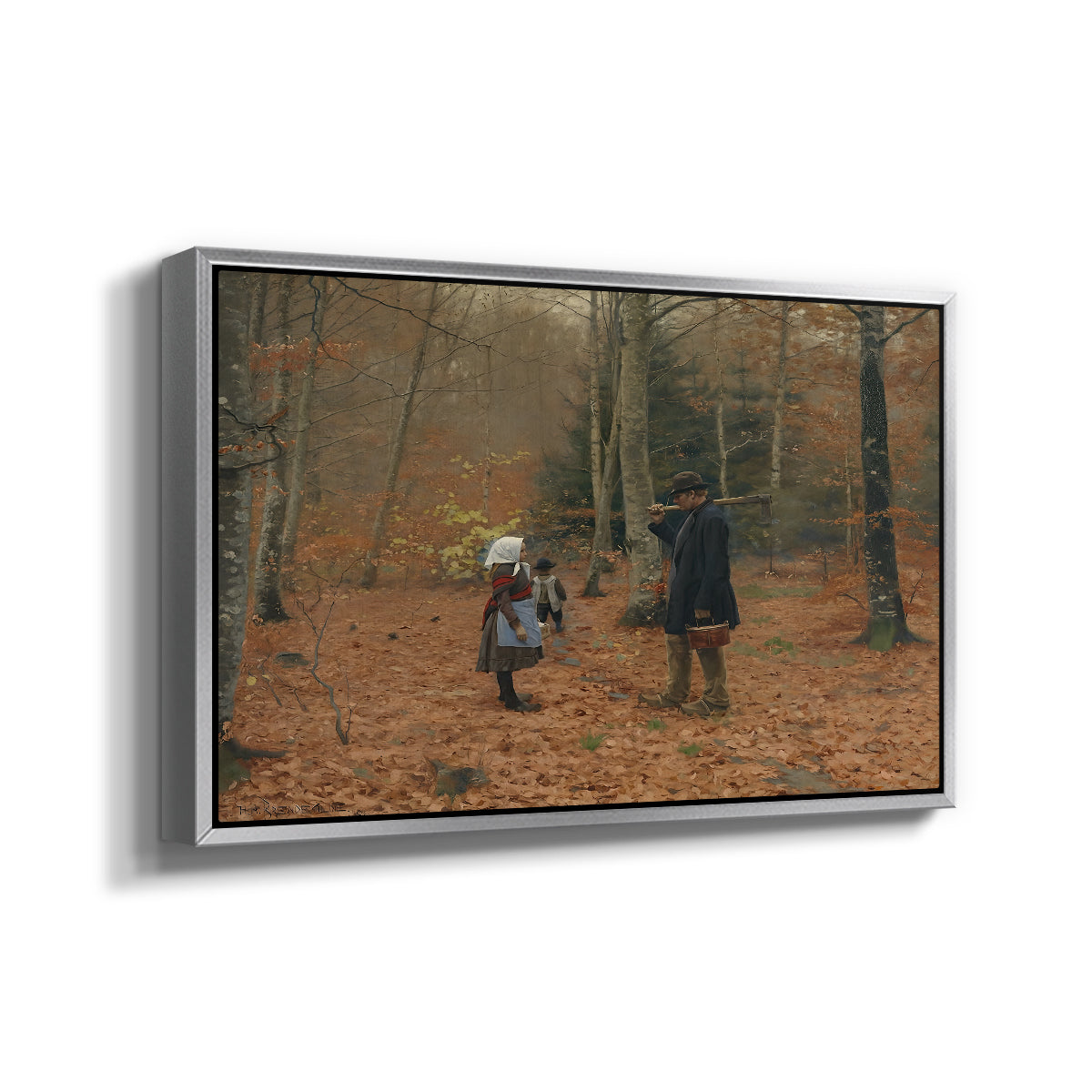 The Woodman and his Children, 1886 - Floater Framed Canvas Print