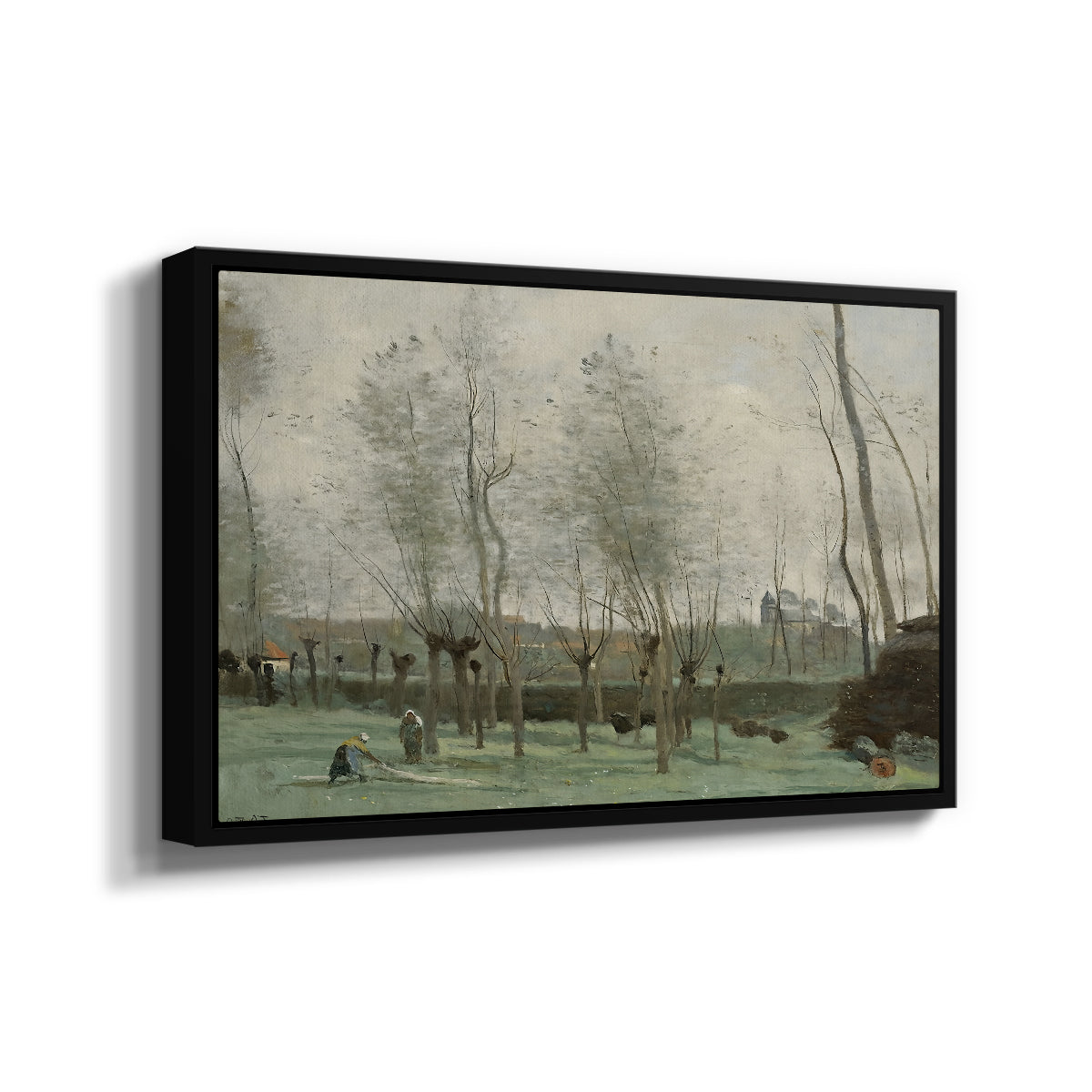 Washerwomen in a Willow Grove, c. 1871 - Floater Framed Canvas Print