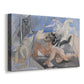 Canvas art print featuring a symbolic hybrid creature scene, displayed at an angle