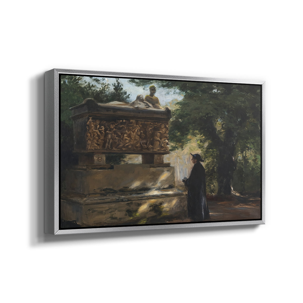 A Catholic Priest in Front of a Sarcophagus, c. 1857 - Floater Framed Canvas Print