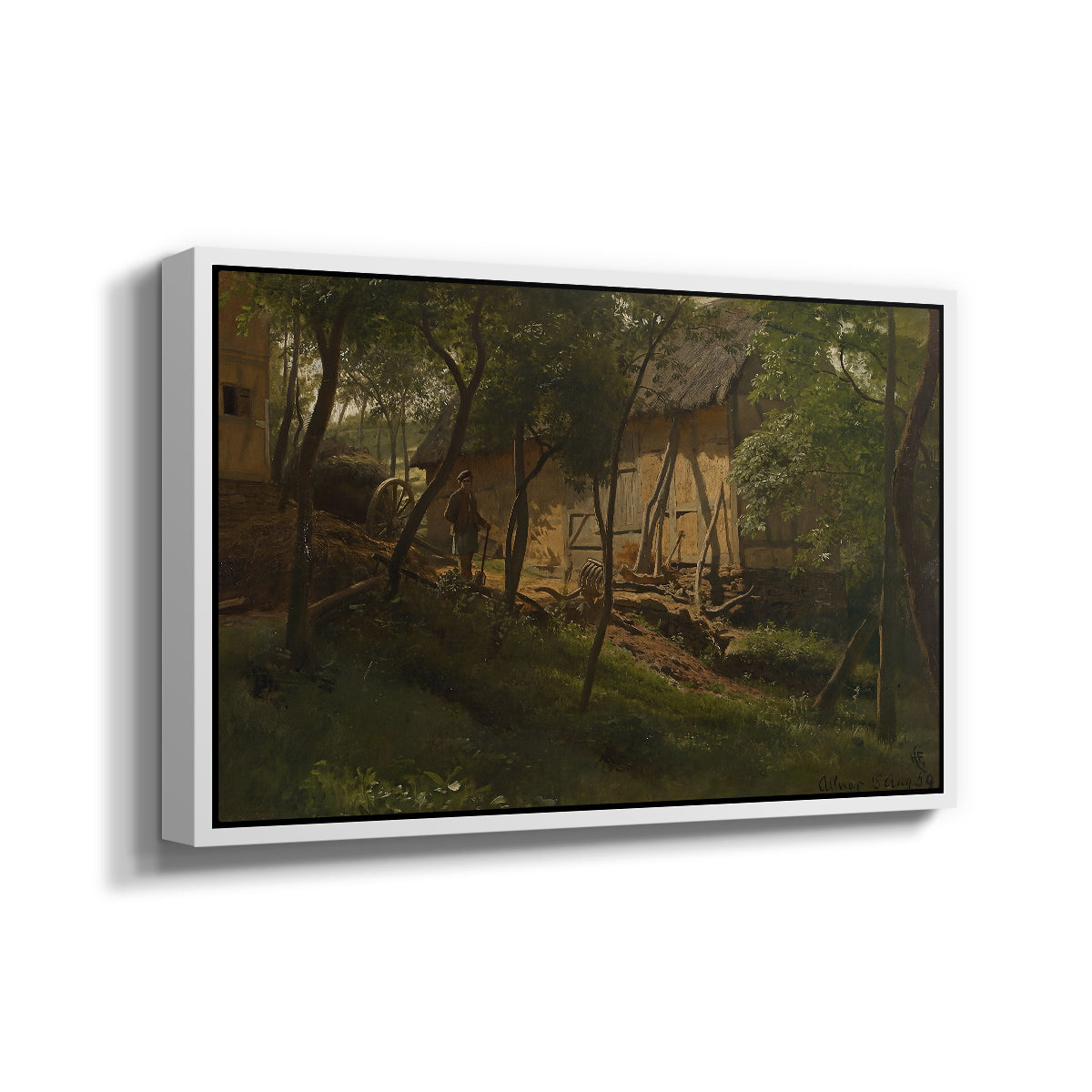 German Farm, 1859 - Floater Framed Canvas Print