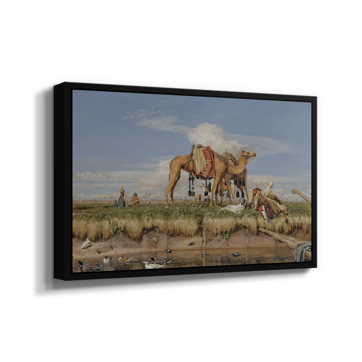 On the Banks of the Nile, Upper Egypt, 1876 - Floater Framed Canvas Print