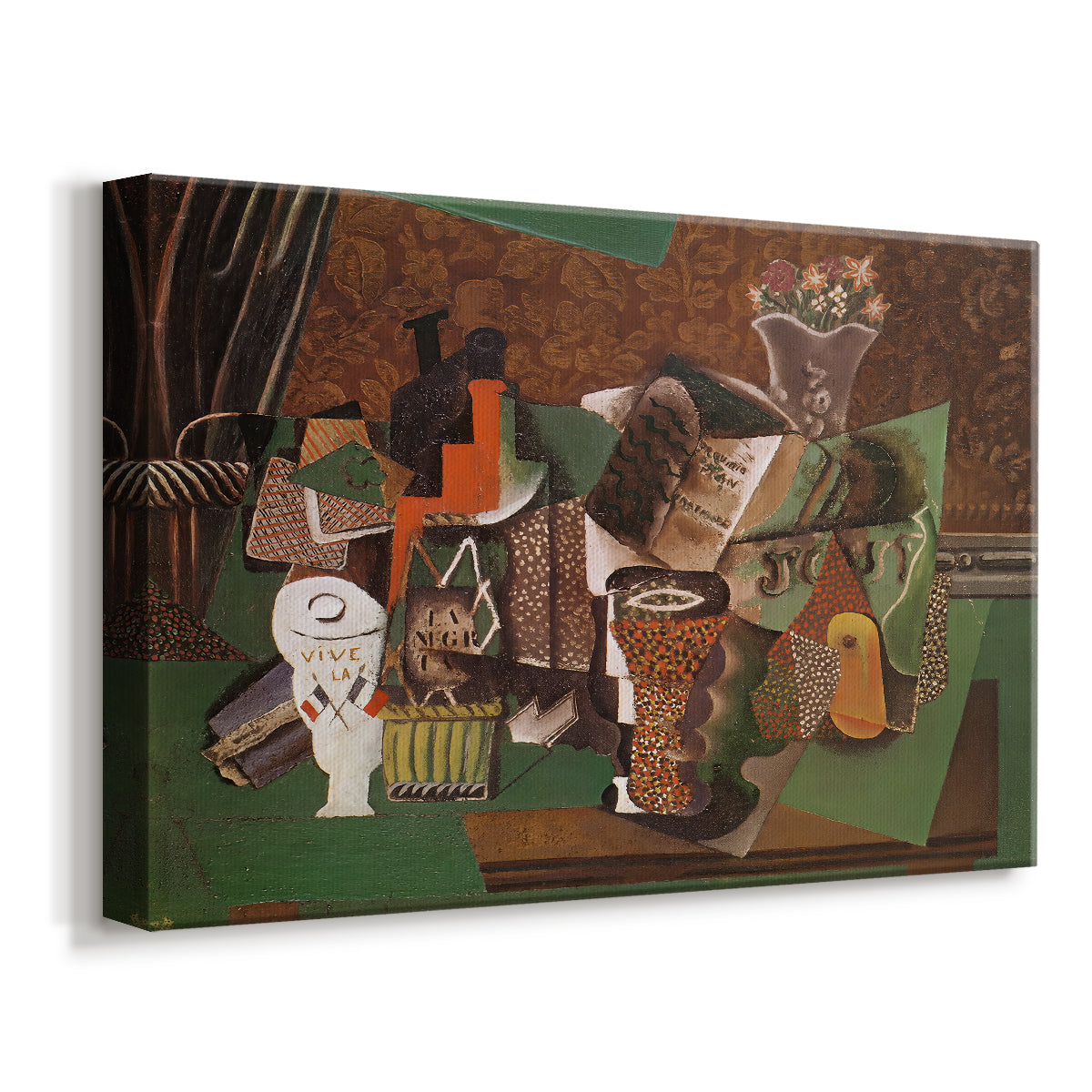 Canvas art print featuring a cubist composition with layered forms, displayed at an angle