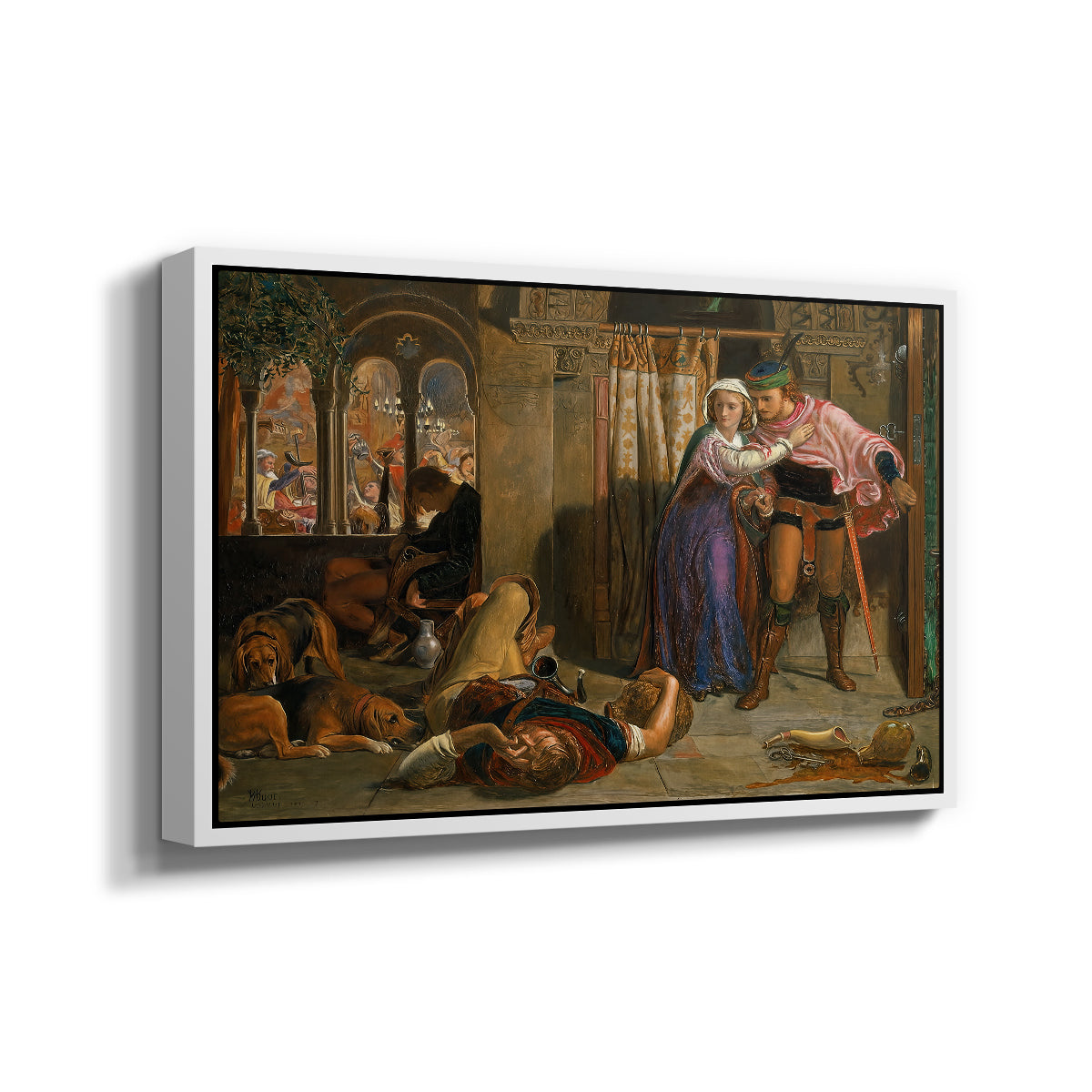 The Flight of Madeline and Porphyro, 1848 - Floater Framed Canvas Print