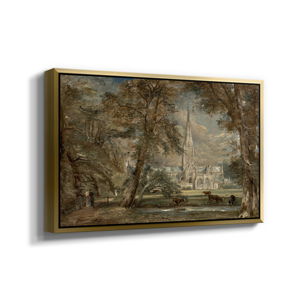 Salisbury Cathedral from the Bishop's Grounds, c. 1822-1823 - Floater Framed Canvas Print